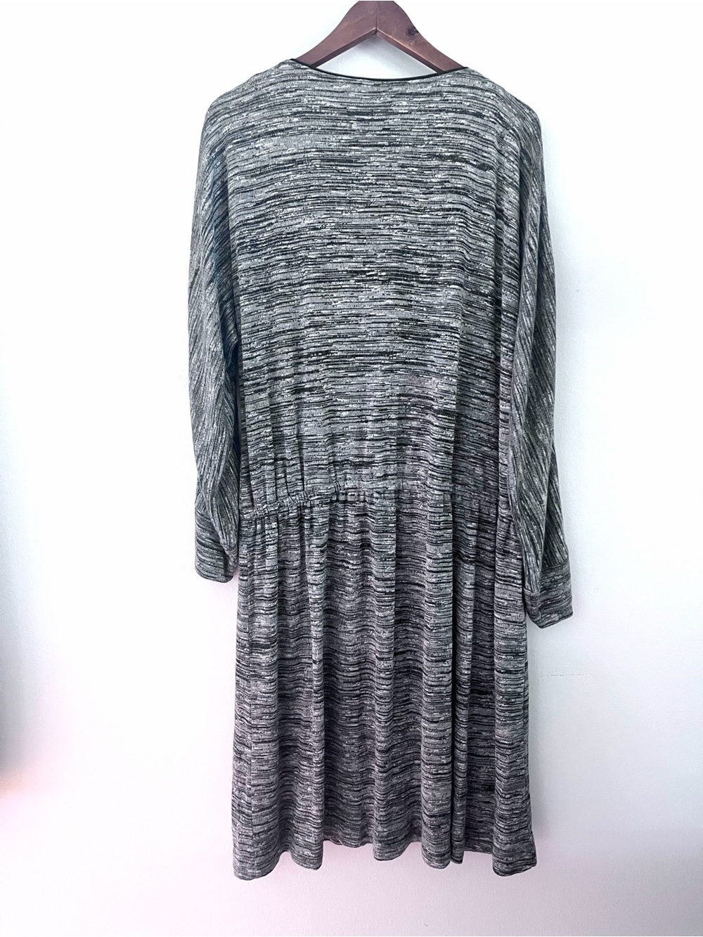 Sejour Knit Dress Full Zip Boat Neck Shoulder Black & White Women's Size 2X